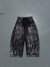 平成标志闪亮印花牛仔裤 