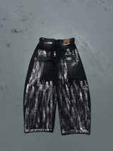 平成标志闪亮印花牛仔裤 