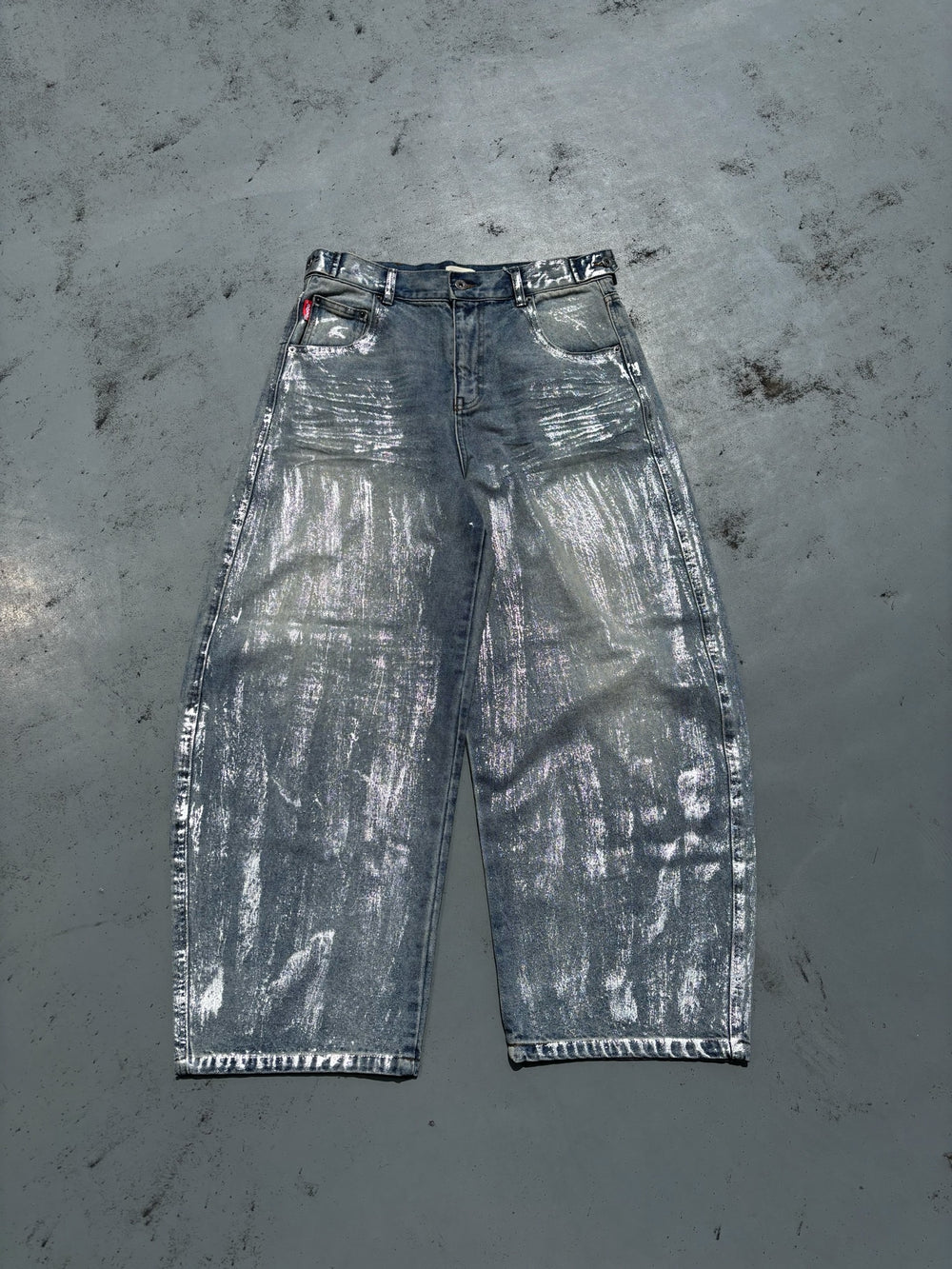 Heisei Logo Shiny Printed Denim Pants – YZ