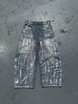 平成标志闪亮印花牛仔裤 