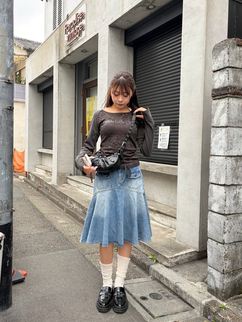スカート Ruimeme <houndsooth asymmetry skirt> Asymmetry Skirt