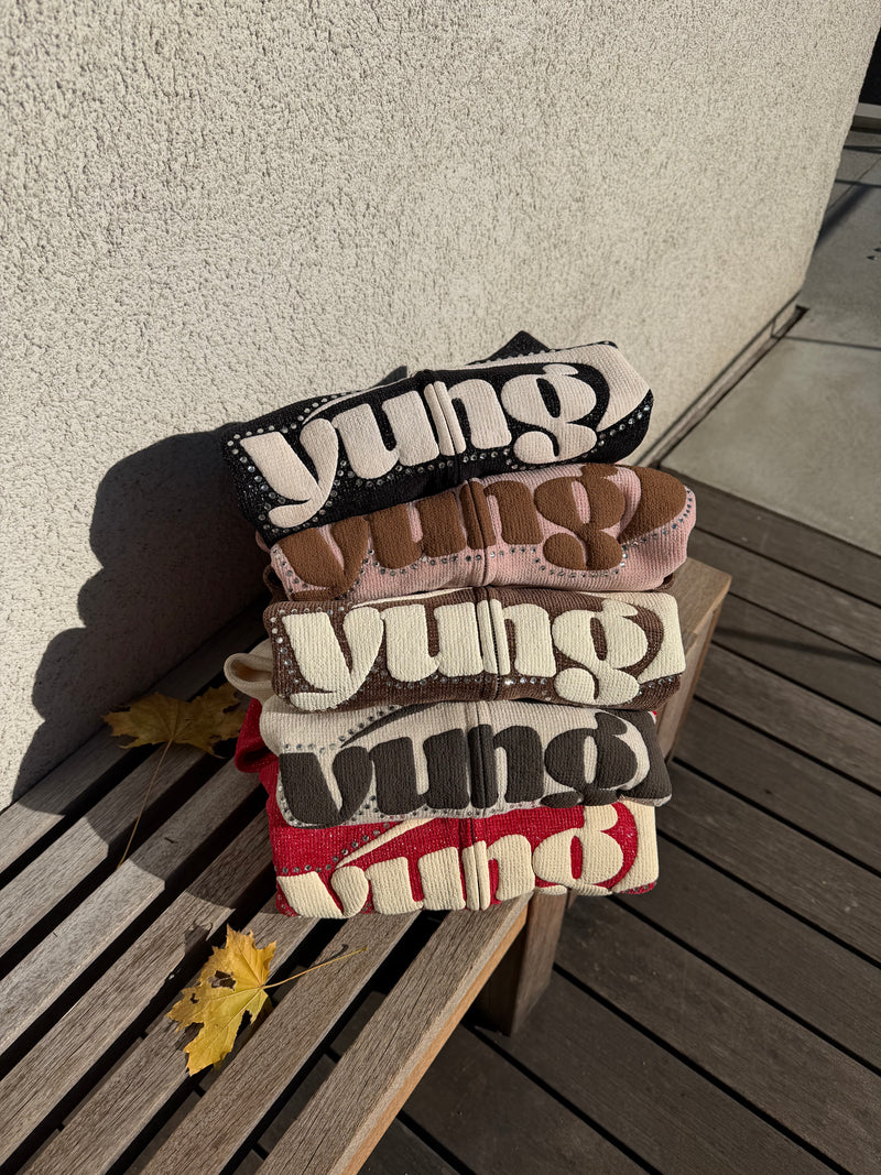yung logo lamé mall zip hoodie – YZ