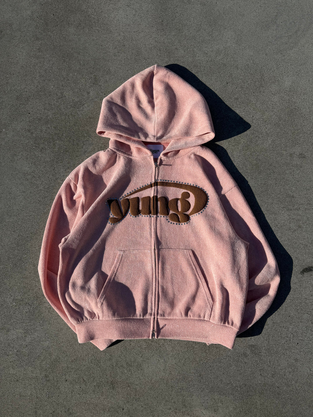 yung logo lamé mall zip hoodie – YZ