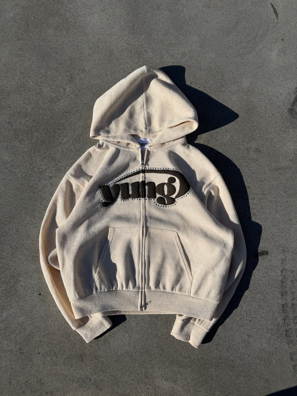 yung logo lamé mall zip hoodie – YZ