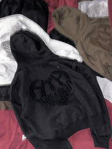 glitter heart logo zip hoodie