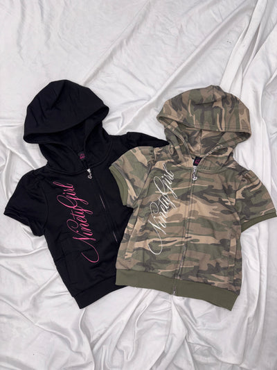 Ninety Girl Short Sleeve Zip Hoodie 