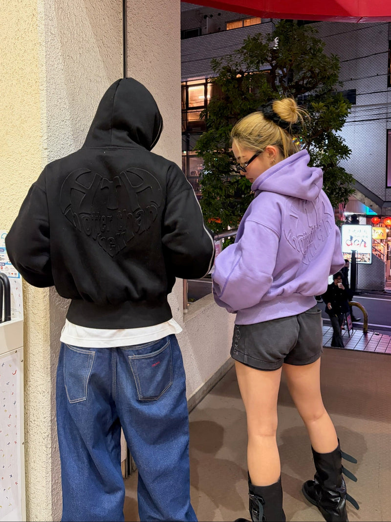 emboss heart logo hoodie