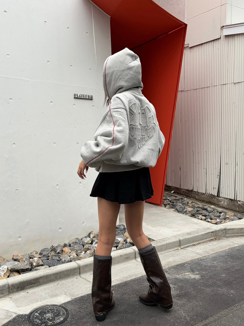 emboss heart logo hoodie