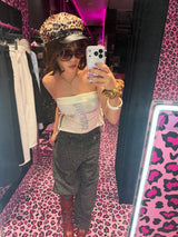 Ninety Girl Logo Glitter Buggy Denim Pants 