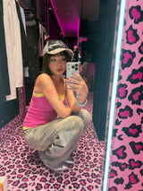 Ninety Girl Logo Glitter Buggy Denim Pants 