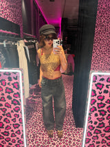 Ninety Girl Logo Glitter Buggy Denim Pants 