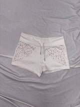 Angel rhinestone micro sweat shorts