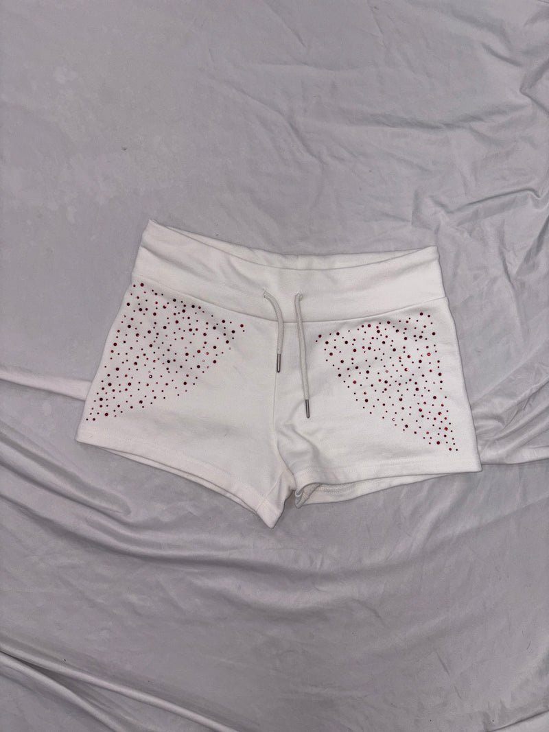 Angel rhinestone micro sweat shorts