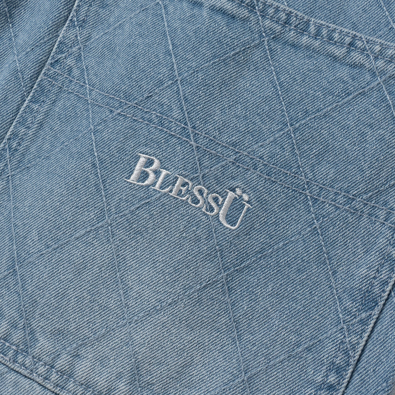 BU DIAMOND STITCH BAGGY DENIM PANTS