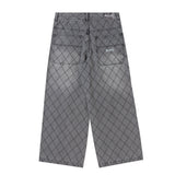 BU DIAMOND STITCH BAGGY DENIM PANTS