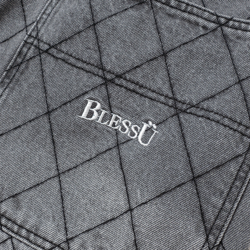 BU DIAMOND STITCH BAGGY DENIM PANTS