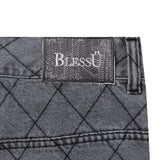 BU DIAMOND STITCH BAGGY DENIM PANTS