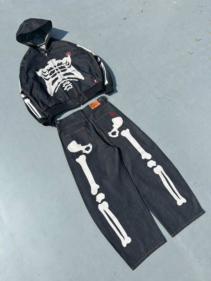 Bone Rigid Denim Zip Hoodie – YZ Bone Rigid Denim Zip Hoodie – YZ