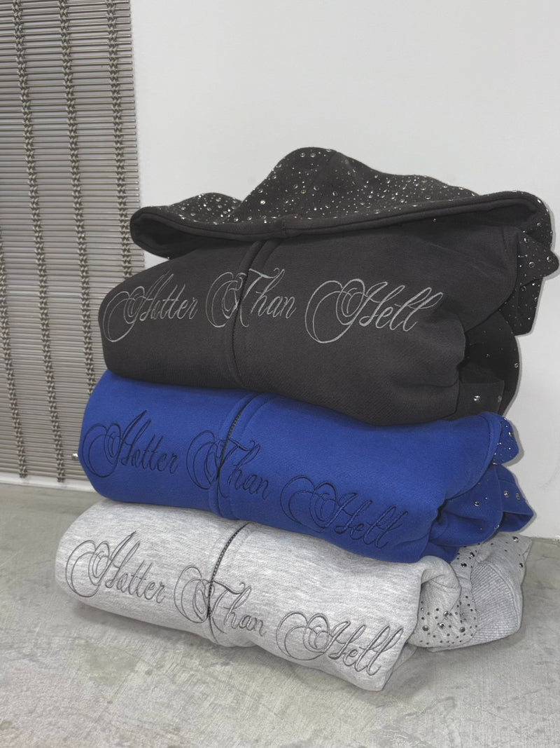 rhinestone scattered zip hoodie