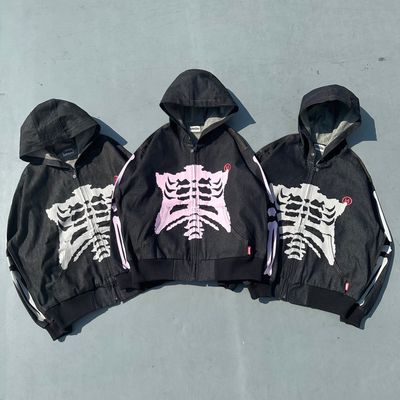 Bone Rigid Denim Zip Hoodie – YZ Bone Rigid Denim Zip Hoodie – YZ