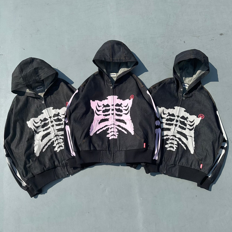 Bone Rigid Denim Zip Hoodie – YZ Bone Rigid Denim Zip Hoodie – YZ