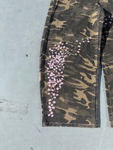 Sakura Embroidered Slub Denim Buggy Pants 