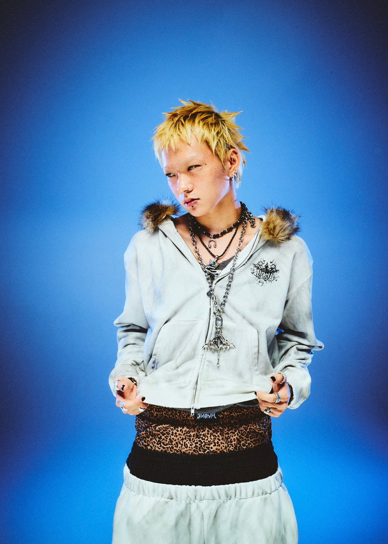 Tribal Kingo Logo Fur Zip Hoodie