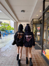 Butterfly logo patchwork zip hoodie 