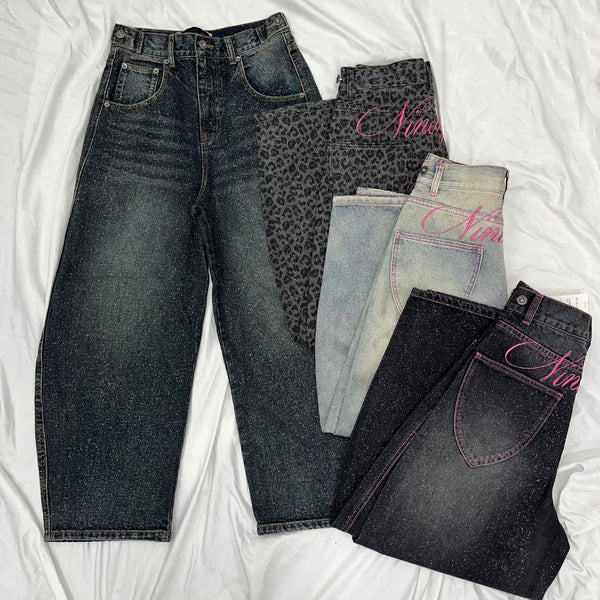 Ninety Girl Logo Glitter Buggy Denim Pants – YZ