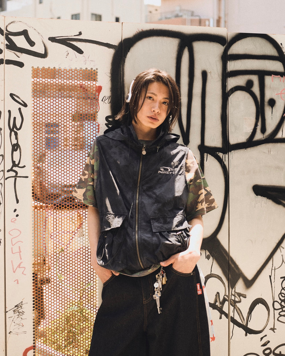 タイダイフード付きナイロンベスト – YZ