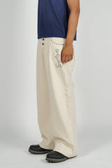 Herringbone studs denim pants