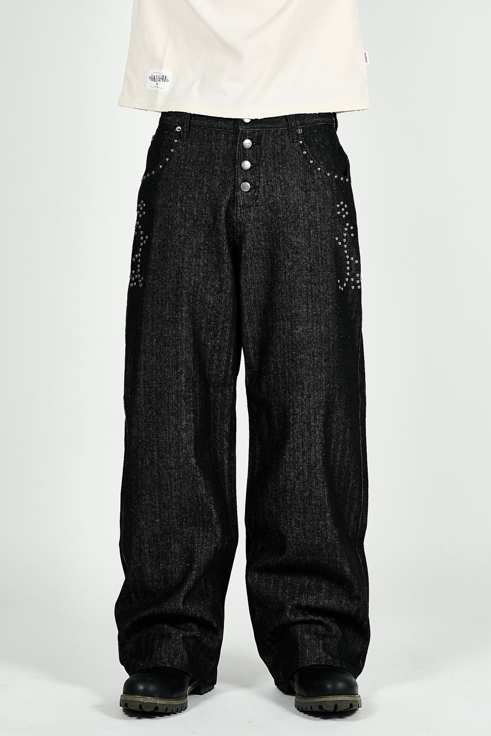 Herringbone studs denim pants – YZ