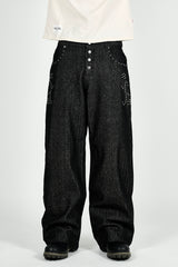 Herringbone studs denim pants