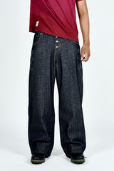 Herringbone studs denim pants