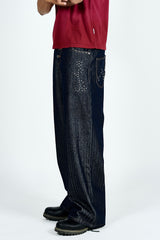 Herringbone studs denim pants