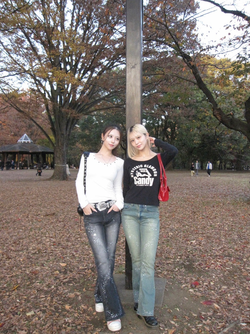 Starlight rhinestone flare denim 