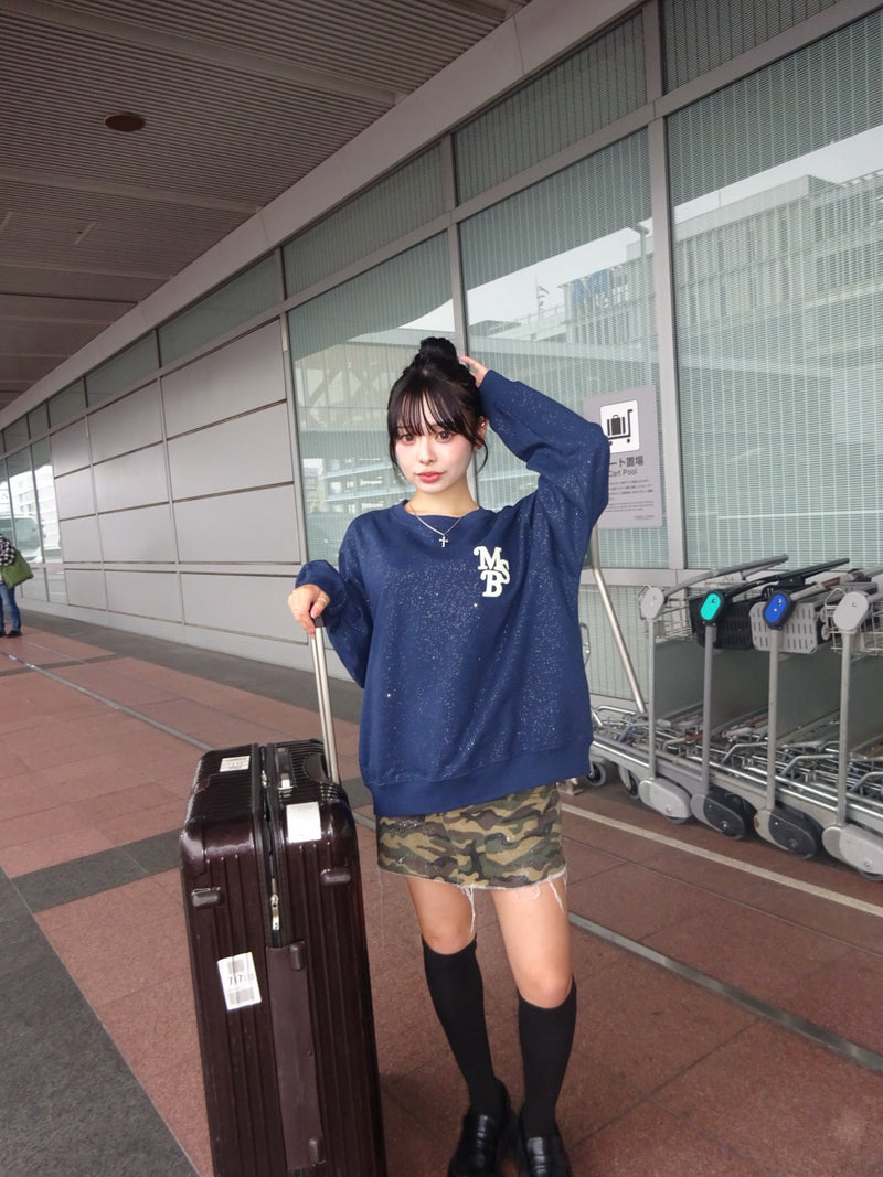 chain embroidery  glitter sweat