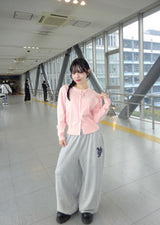 chain embroidery  glitter sweat pants