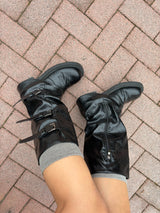 buckle point midi boots
