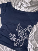 Cross Logo Off Shoulder Tee 