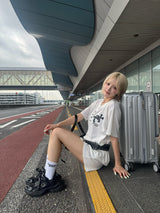 Double cross logo waffle henry S/S tee