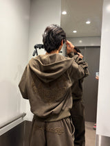 glitter heart logo zip hoodie