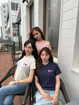 Heart patch logo henley neck short-sleeve tee 