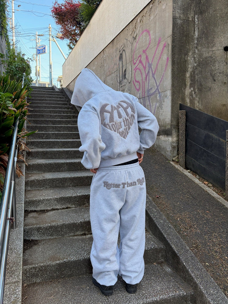 glitter heart logo zip hoodie