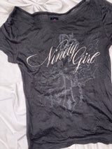 Cross Logo Off-shoulder Sheer Tee