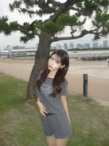 yung logo rhinestone thermal micro 쇼츠 