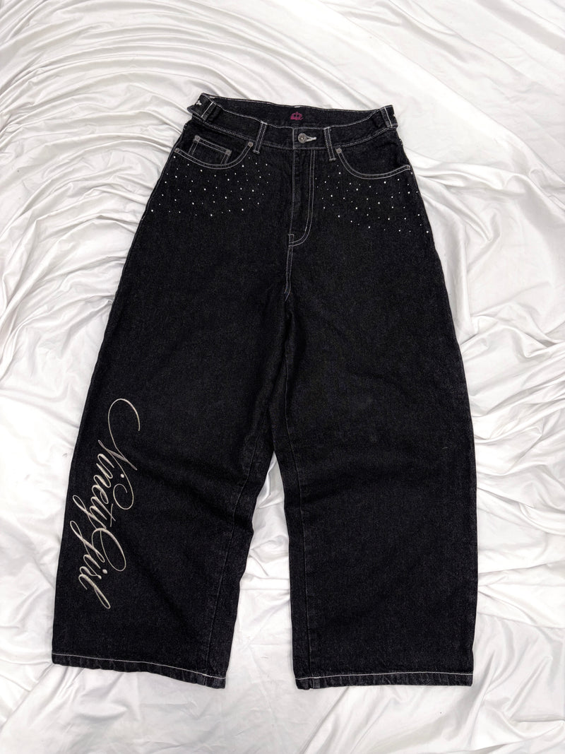 パンツ 9090Feather logo Studs Buggy Denim Pants Feather logo Studs Buggy Denim Pants – YZ