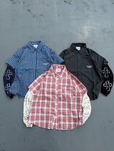 Rcross logo check layered L/S shirt 