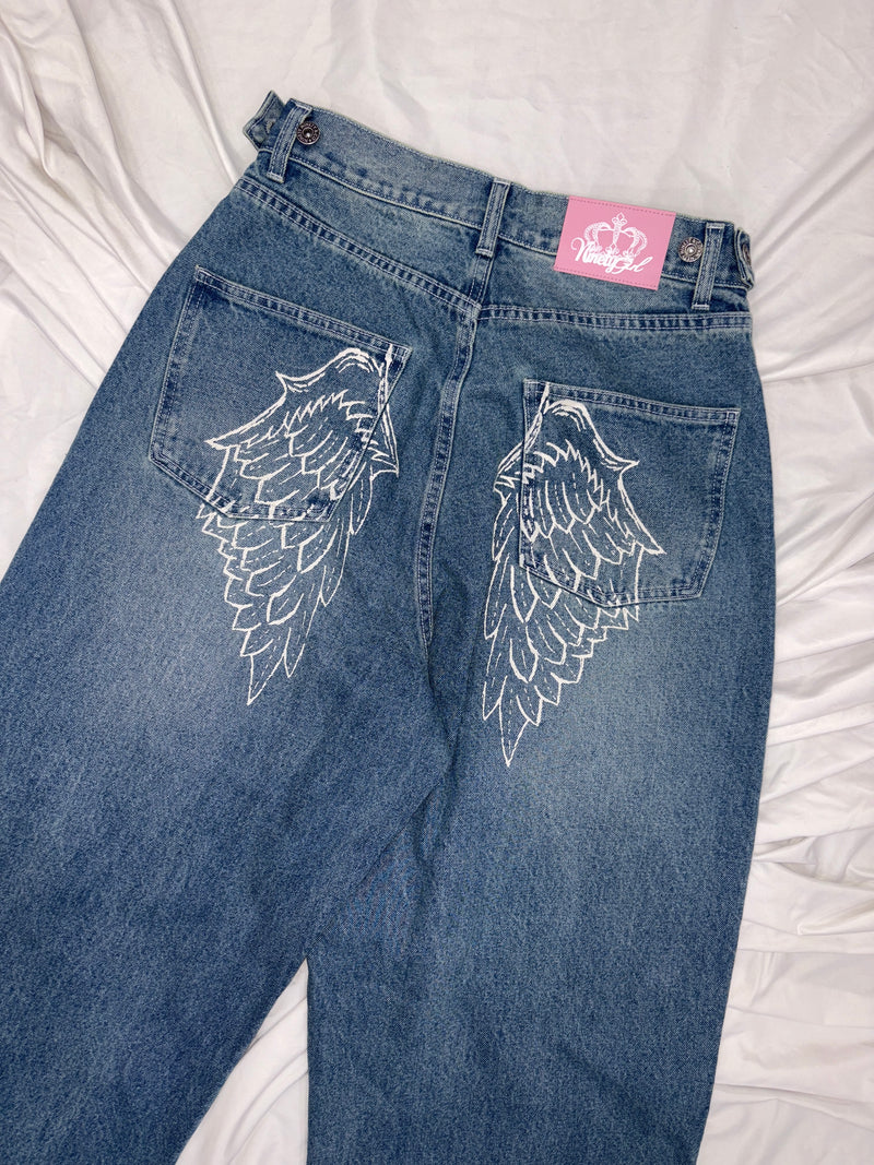 パンツ Feather logo Studs Buggy Denim Pants Feather logo Studs Buggy Denim Pants – YZ