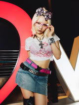 Cross Logo Off-shoulder Sheer Tee